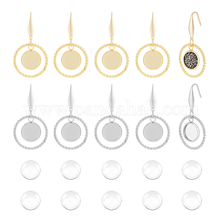 12 paire de boucles d'oreilles pendantes en verre blanc de 2 couleurs EJEW-AB00020-1