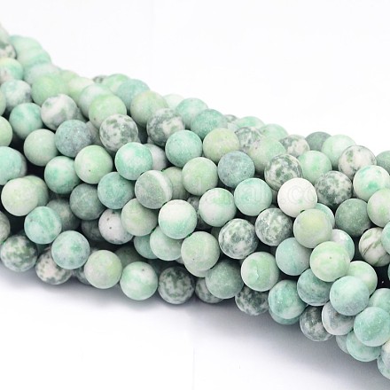 Round Natural Qinghai Jade Bead Strands G-L448-17-10mm-1