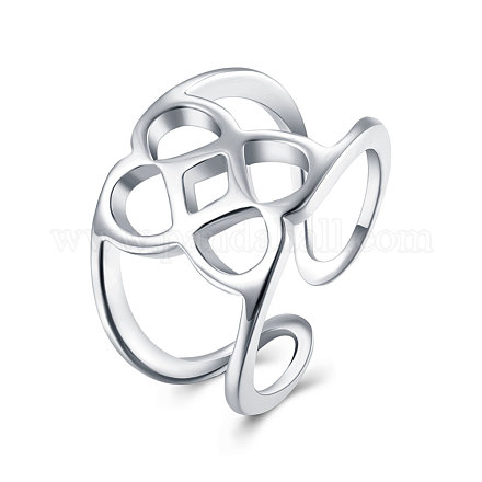 Ajustables de moda plateada platino manguito de bronce anillos de dedo de banda ancha RJEW-BB15259-P-1