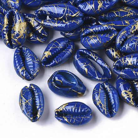 Perles de coquille de cauris naturelles peintes à la bombe SSHEL-R047-03-A01-1