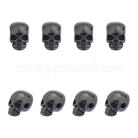 Unicraftale 8 pcs perles de crâne en bronze à canon perles de tête de crâne en acier inoxydable style de crâne rétro trou de 2 mm perles d'espacement de crâne en métal pour la fabrication de bijoux STAS-UN0043-83-1