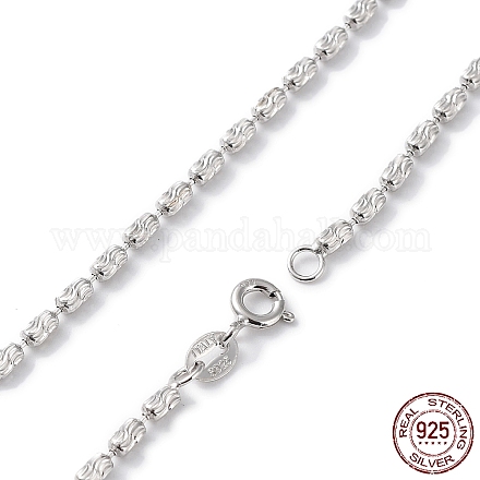 Rhodium Plated 925 Sterling Silver Bead Chains Necklace for Women NJEW-A014-01P-1
