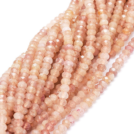 Chapelets de perles aux fraises en quartz naturel G-E569-H12-1