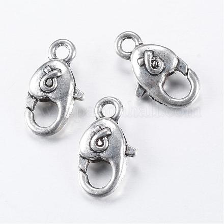 Tibetan Style Alloy Lobster Claw Clasps X-TIBE-T002-09AS-RS-1
