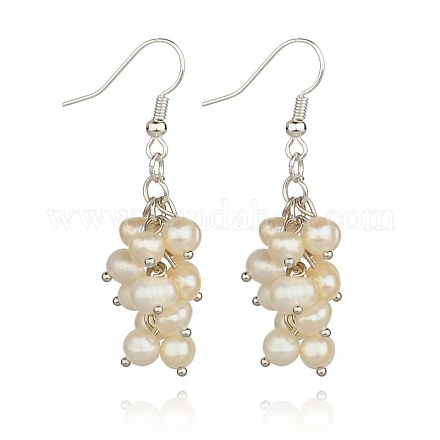 Cascada de abalorios pendientes de perlas EJEW-JE00949-01-1