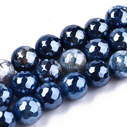 Galvanisieren natürliche Achat Perlen Stränge G-T131-55-22-1