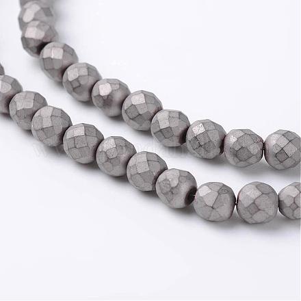 Faceted Round Non-Magnetic Synthetic Hematite Beads Strands G-D800-02-1