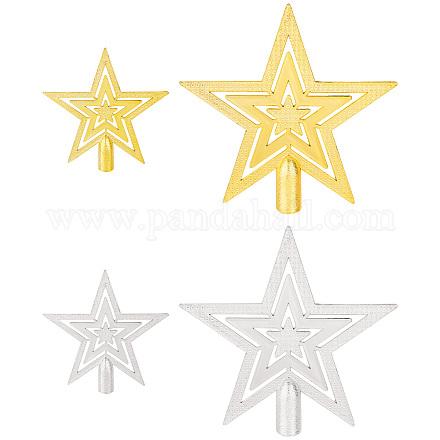 Ahadermaker 4pcs 4 style en plastique décoration d'étoile de cime d'arbre de noël AJEW-GA0006-07-1