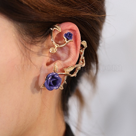 Alloy Rose Climber Wrap Around Stud Earrings for Women EJEW-A096-01B-1