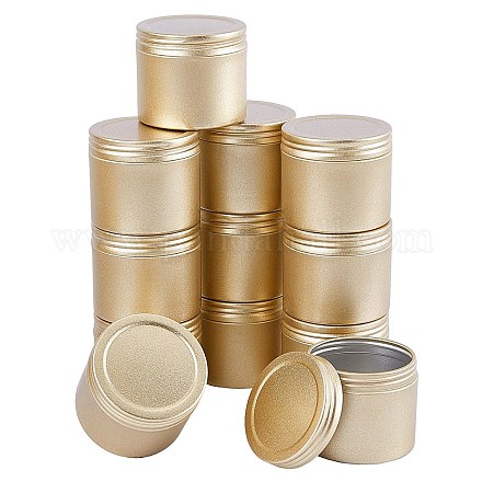 丸いアルミ缶  アルミジャー  化粧品の貯蔵容器  ろうそく  キャンディー  ねじ蓋付き  マットライトゴールド  4.5x3.9cm  容量：50ml（1.69fl.oz）  12個/箱 CON-BC0006-53-1