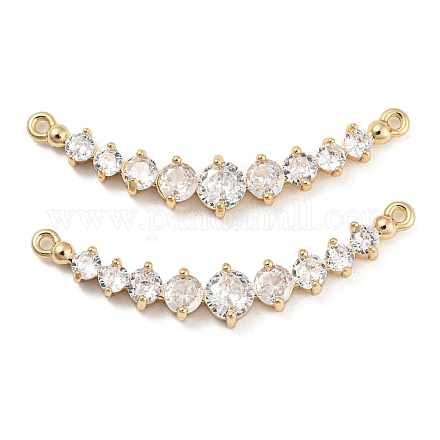 Brass Pave Clear Cubic Zirconia Connector Charms KK-Q789-44G-1