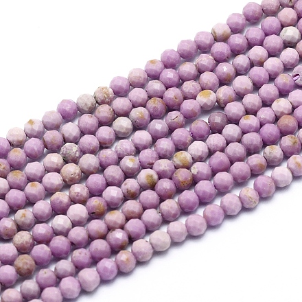Perles de lépidolite naturelle / mica violet G-G823-16-3.5mm-1