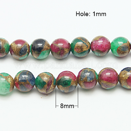 Chapelets de perles de pierre clinquant d'or synthétique X-G-G026-R-8mm-2-1
