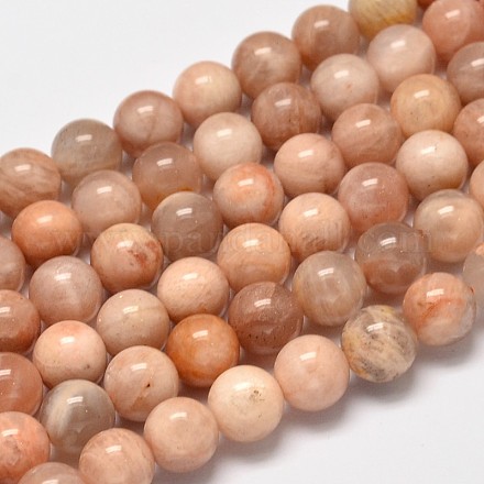 Natürliche sunstone Perlen Stränge G-UK0001-07-8mm-1