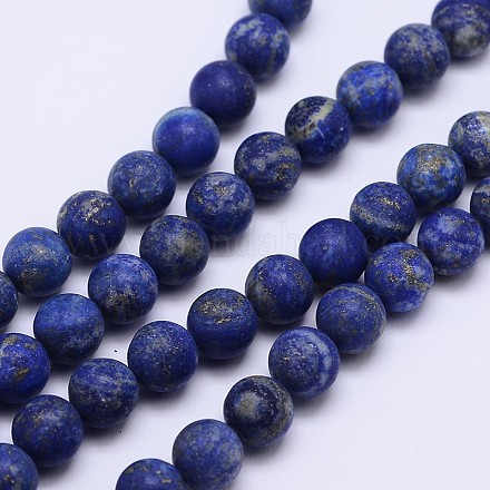 Chapelets de perles rondes en lapis lazuli mat naturel G-D743-6mm-1