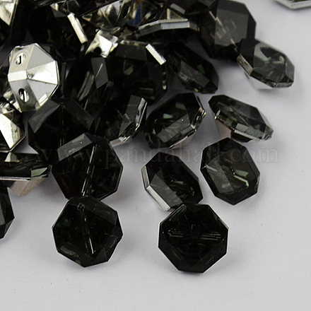 2-Hoyo botones de octágono de acrílico Diamante de imitación de Taiwán BUTT-F016-15mm-27-1