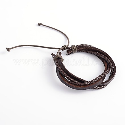 Bracelets réglables en cuir à plusieurs brins BJEW-O105-02A-1