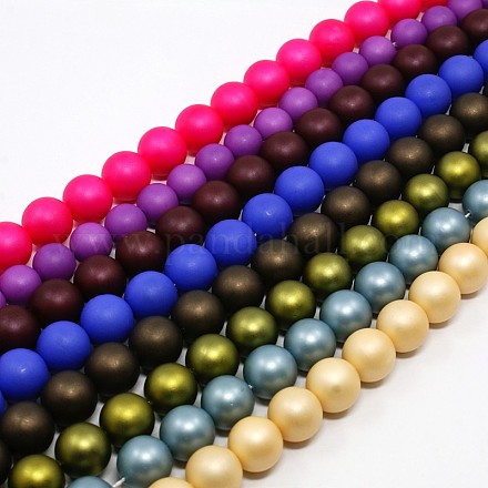 Round Shell Pearl Frosted Beads Strands BSHE-I002-4mm-M-1