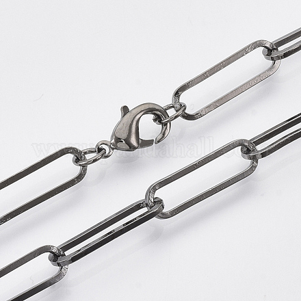 Fabricación de collar de cadena de clip de papel ovalado plano de latón MAK-S072-07A-B-1