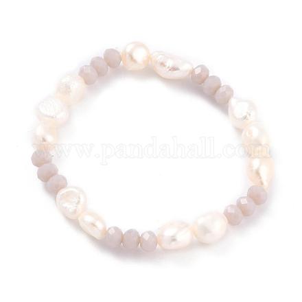 Bracciali elasticizzati con perle barocche naturali BJEW-JB05059-01-1