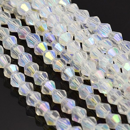 Toupies facettes perles de verre de galvanoplastie brins EGLA-P016-3mm-AB02-1