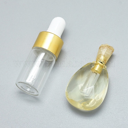 Facettierte natürliche Calcit-Anhänger für Parfümflaschen G-E556-07B-1