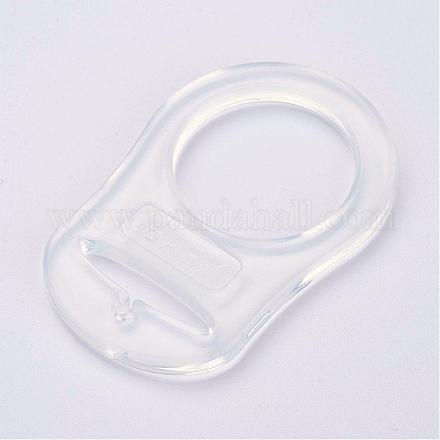 環境に優しいプラスチック製の赤ちゃんのおしゃぶりホルダーリング  透明  48x32x3mm  穴：22mm KY-K001-C15-1