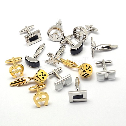 Mixed Styles Brass Cufflinks for Apparel Accessories KK-L026-02-1