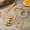 Alloy Barrel Beaded Multilayer Necklaces & Dangle Earring & Multilayer Bracelets Sets, Moccasin, 420mm
