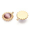 304 Stainless Steel Pendants, Manual Polishing, with Cat Eye, Sun Charm, Rosy Brown, 19x16x5mm, Hole: 1.6mm