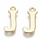 Brass Charms, Nickel Free, Letter, Real 18K Gold Plated, Letter.J, J: 14.5x7x1mm, Hole: 1.2mm