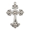 Alloy Rhinestone Cross Big Pendants, Lead Free & Cadmium Free, Platinum, 75x50x7mm, Hole: 3.5mm