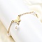 304 Stainless Steel Butterfly Link Bracelets, Cable Chain Jewelry for Women, with Plastic Imitation Pearl Beads, Golden, 5-5/8 inch(14.2cm)