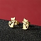 Stainless Steel Stud Earrings, Cat Shape, Golden, 11x7mm