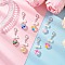Heart Glass Enamel Pendant Decorations, with Bowknot ABS Imitation Pearl Beads and Zinc Alloy Lobster Claw Clasps, Platinum, 48mm