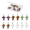 12Pcs 6 Style Natural & Synthetic Gemstone Pendants, with Stainless Steel Snap On Bails, Mushroom, Stainless Steel Color, 27.5~28.5x23~25x9.5~10.5mm, Hole: 3x5mm, 2pcs/style