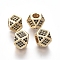 Brass Micro Pave Cubic Zirconia Beads, Polygon, Black, Real 18K Gold Plated, 6.5~7x6.5~7x6.5~7mm, Hole: 3mm, Diagonal Length: 9mm