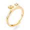 Flower Brass Micro Pave Cubic Zirconia Cup Peg Ring Settings, Adjustable Ring Settings for Half Drilled Beads, Real 18K Gold Plated, 8mm, US Size 6(16.5mm), Pin: 0.8~0.9mm
