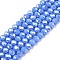 Electroplate Glass Beads Strands, Opaque Solid Color, AB Color Plated, Faceted, Rondelle, Cornflower Blue, 4x3mm, Hole: 0.4mm, about 110~115pcs/strand, 39~40cm