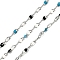 304 Stainless Steel Dapped Chains, with Enamel, Soldered, with Spool, Real 18K Gold Plated, Dark Turquoise, 2mm