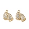Alloy Rhinestone Pendants, Footprint, Golden, 17x16.5x2.5mm, Hole: 1.5mm