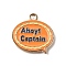 Alloy with Enamel Pendants, Nautical Charms, Light Gold, Brown, Oval with Word Ahoy! Captain, 17.5x18x1.5mm, Hole: 1.6mm