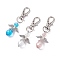 Faceted Teardrop Glass Pendants, with Faceted Glass Beads, Alloy Butterfiy Pendants & Swivel Lobster Claw Clasps, Iron Pins & Bead Caps, Angel, Mixed Color, 60mm, 3pcs/set