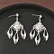 Electroplated Brass Chandelier Earrings, Rhombus, Silver, 49x23mm