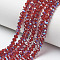 Electroplate Glass Beads Strands, Half Plated, Blue Plated, Faceted, Rondelle, FireBrick, 3.5x3mm, Hole: 0.4mm, about 123~127pcs/strand, 13.7~14.1 inch(35~36cm)