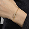 Brass Cable Chain Bracelets, Rectangle Charm Bracelets for Women, with Cubic Zirconia, Golden, Inner Diameter: 6-1/8 inch(15.5cm)