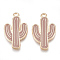 Alloy Pendants, Cadmium Free & Lead Free, with Enamel, Cactus, Light Gold, Rosy Brown, 26x15.5x1mm, Hole: 1.4mm
