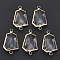 Glass Links Connectors, with Light Gold Plated Brass, Faceted, Cadmium Free & Nickel Free & Lead Free, Clear, 26x16x7mm, Hole: 2mm