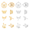16Pcs 8 Style 201 Stainless Steel Pendants, Laser Cut, Mixed Shapes, Golden & Stainless Steel Color, 2pcs/style