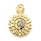 Rack Plating Brass Micro Pave Cubic Zirconia Pendants, Sun, with Jump Ring, Cadmium Free & Lead Free, Long-Lasting Plated, Real 18K Gold Plated, Colorful, 19x15x1.5mm, Hole: 3.5mm
